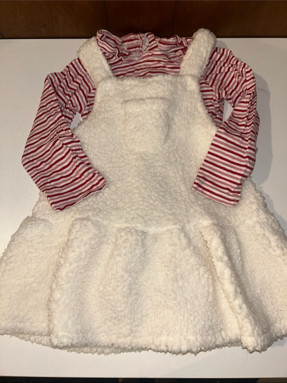 3/$25 First Impressions | Overall Dress with Red and White Striped onesie